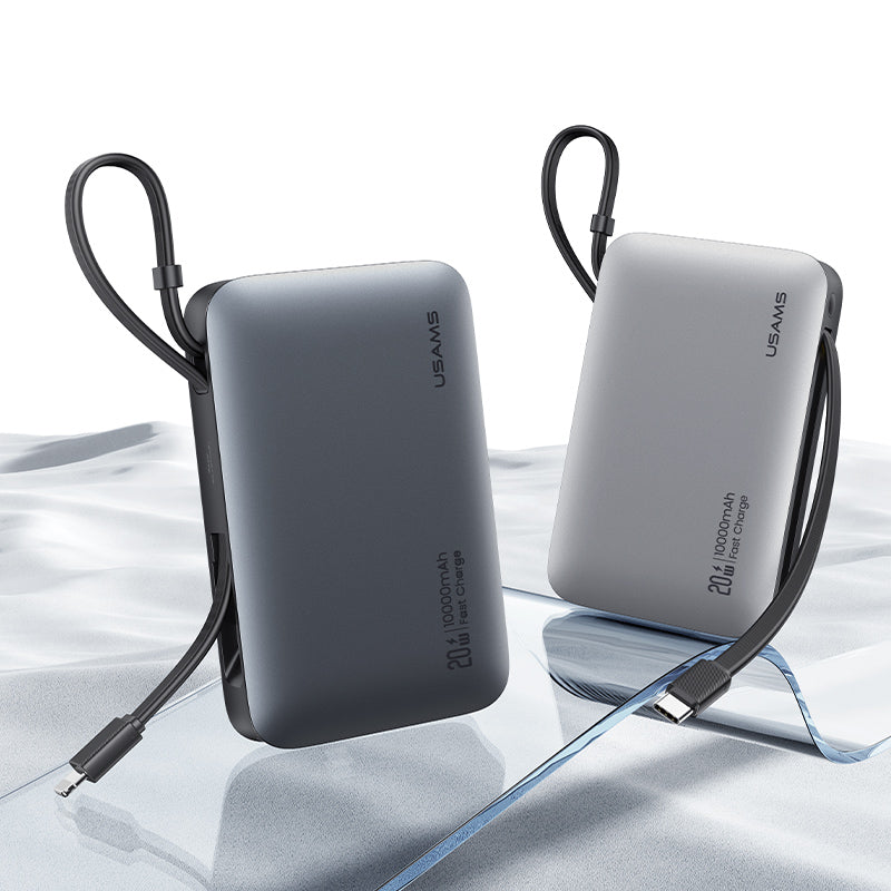 Power Bank USAMS 10000mAh com Carga Rápida Dual Type-C + Lightning
