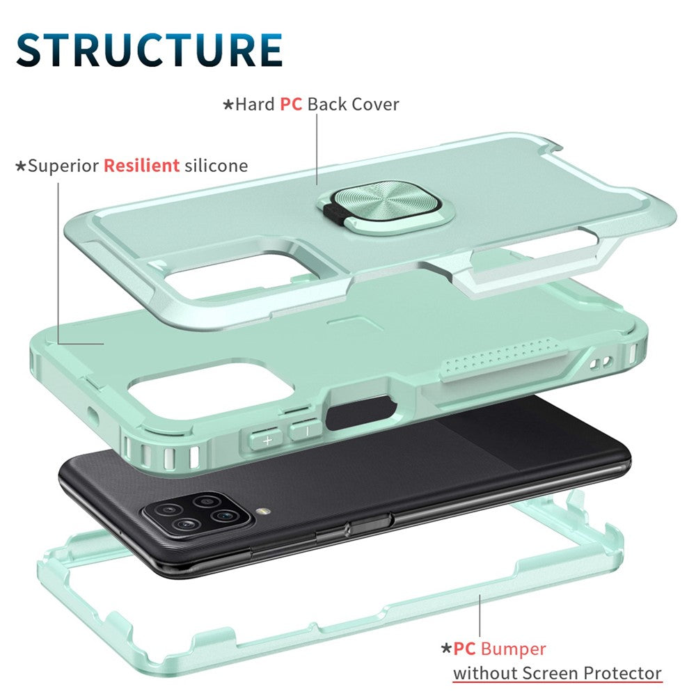 For Samsung Galaxy A12/A32 5G/A13 5G/M32 5G Rotatable Ring Kickstand Protective Cover PC + Silicone 3-in-1 Drop-proof Phone Case