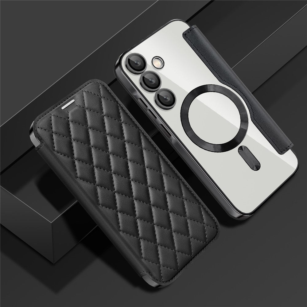 Rhombus Leather MagSafe Case for Samsung A35 5G