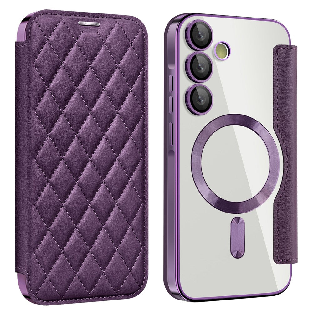 Rhombus Leather MagSafe Case for Samsung A35 5G