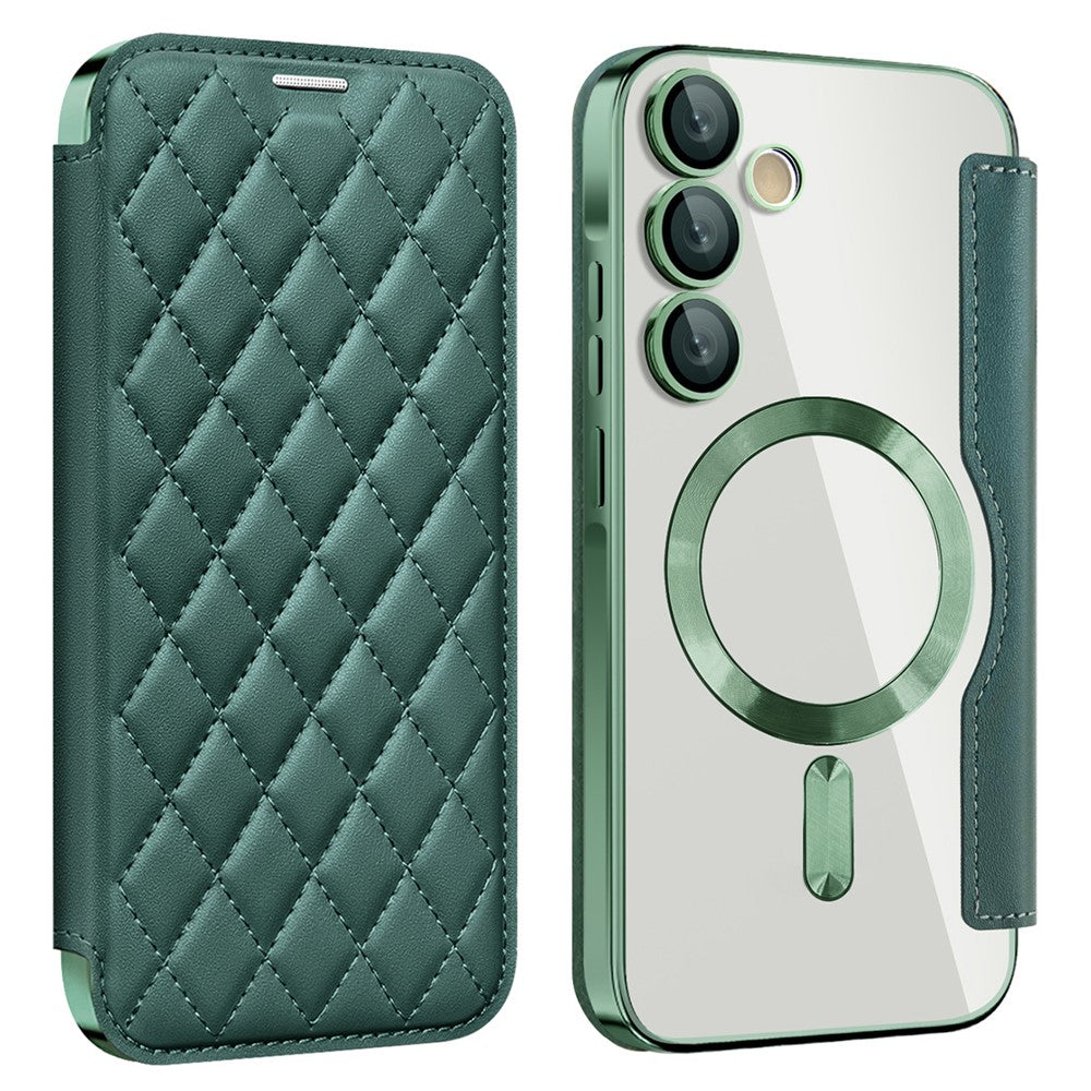 Rhombus Leather MagSafe Case for Samsung A35 5G