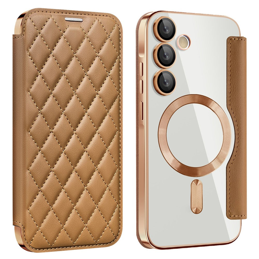 Rhombus Leather MagSafe Case for Samsung A35 5G