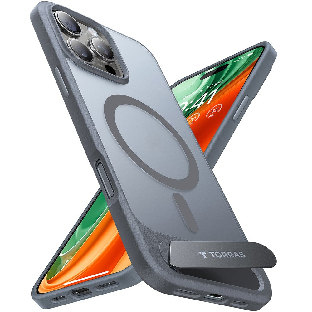 Torras Kickstand Magnetic Clear Case for iPhone 16 Pro Max