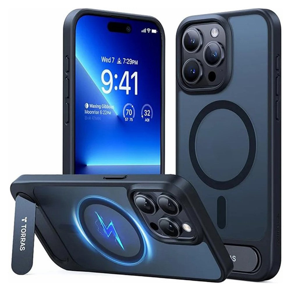 capa transparente magnética torras kickstand para iphone 15 pro