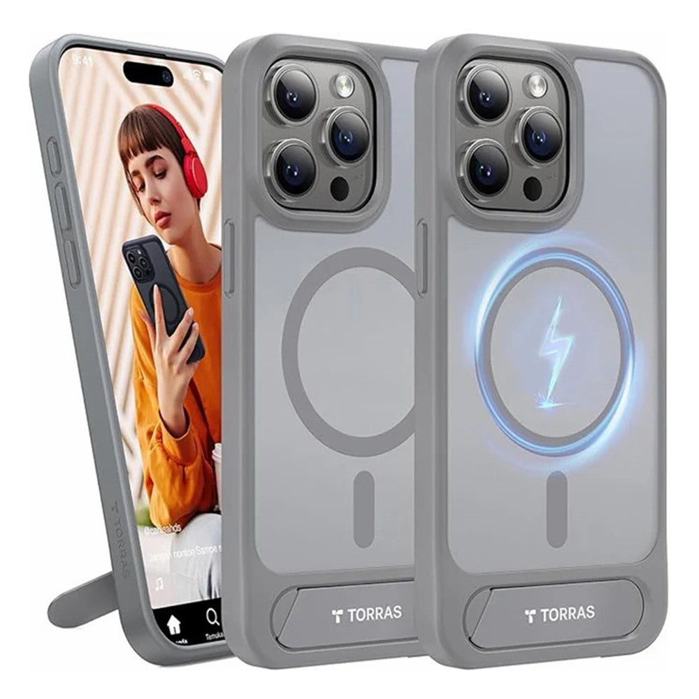 Capa Transparente Magnética Torras Kickstand para iPhone 15 Pro