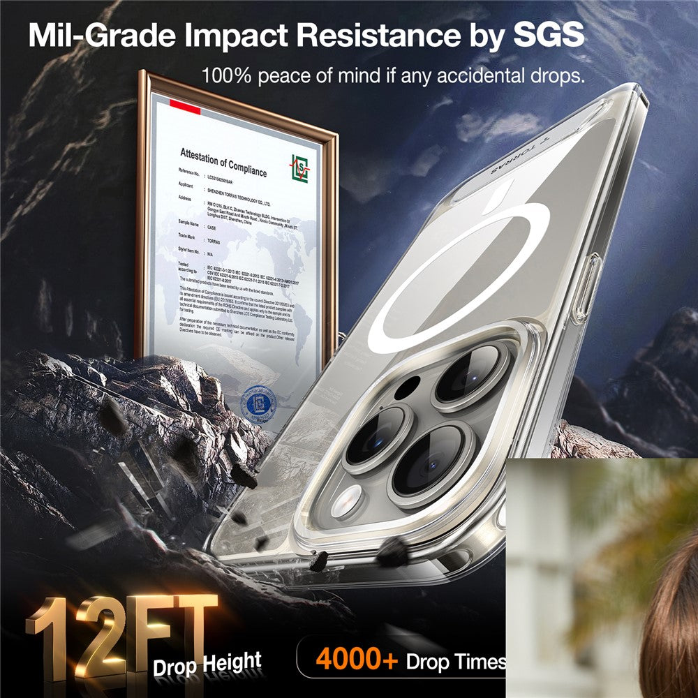 capa magnética torras kickstand transparente para iphone 15 pro