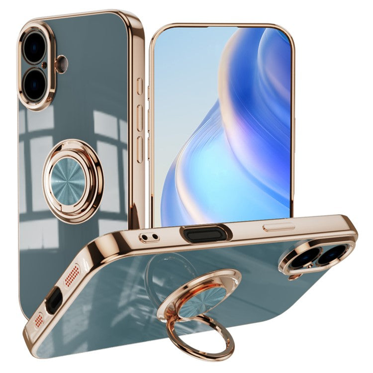 Capa TPU Electroplating com Anel 360° para iPhone 16 Plus