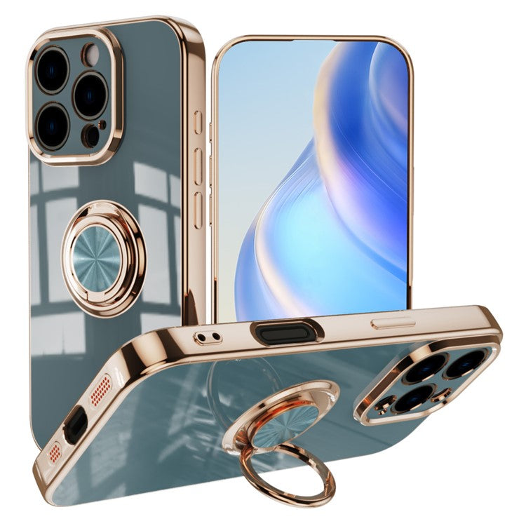 Capa TPU Electroplating com Anel 360° para iPhone 16 Pro Max