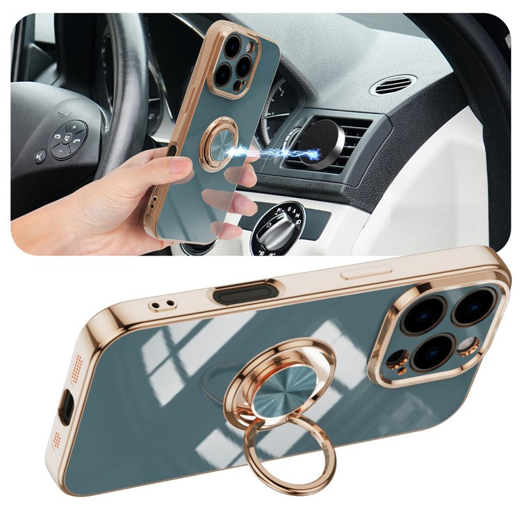 Capa TPU Electroplating com Anel 360° para iPhone 16 Pro Max