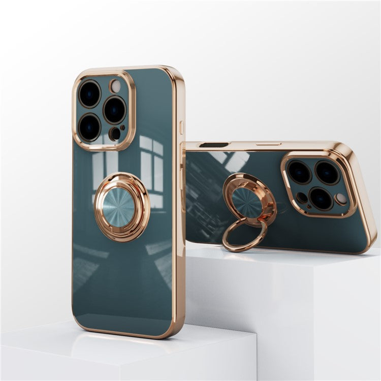 Capa TPU Electroplating com Anel 360° para iPhone 16 Pro Max