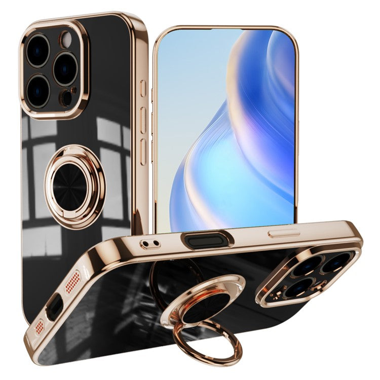 Capa TPU Electroplating com Anel 360° para iPhone 16 Pro Max