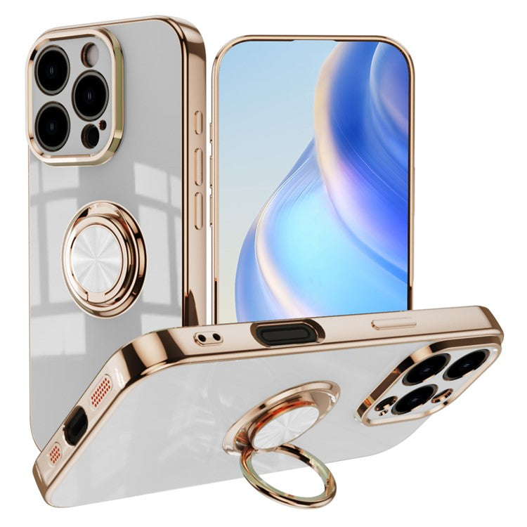 Capa TPU Electroplating com Anel 360° para iPhone 16 Pro Max