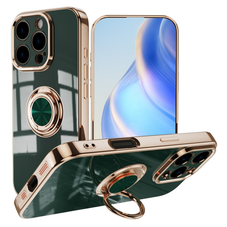 Capa TPU Electroplating com Anel 360° para iPhone 16 Pro Max