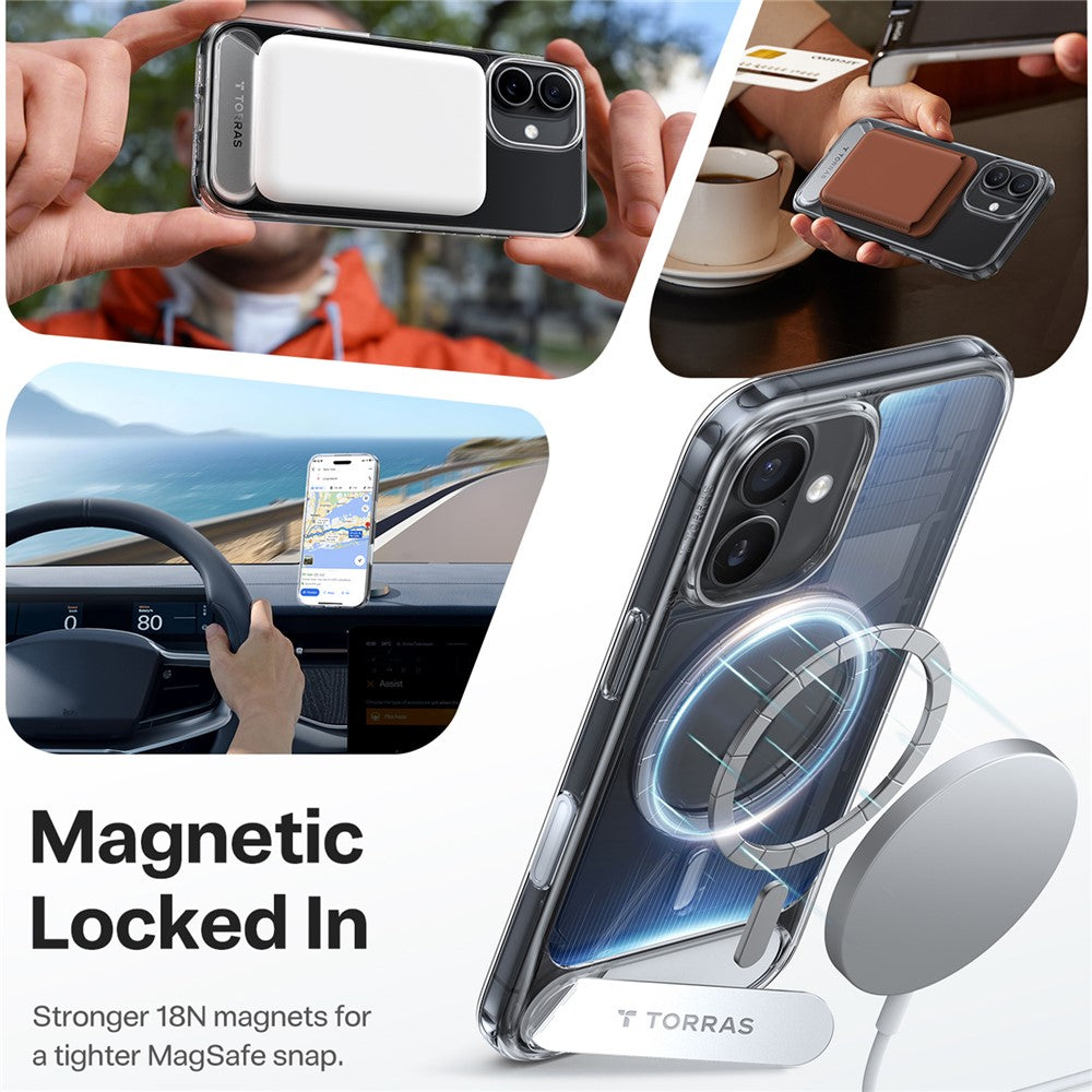 TORRAS For iPhone 17 Case Kickstand TPU + PC Phone Cover Compatible with MagSafe