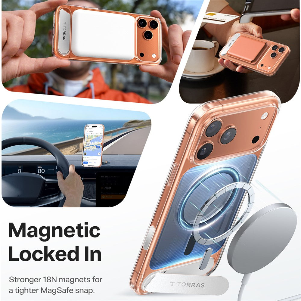 Torras Kickstand Magnetic Clear Case for iPhone 17 Pro
