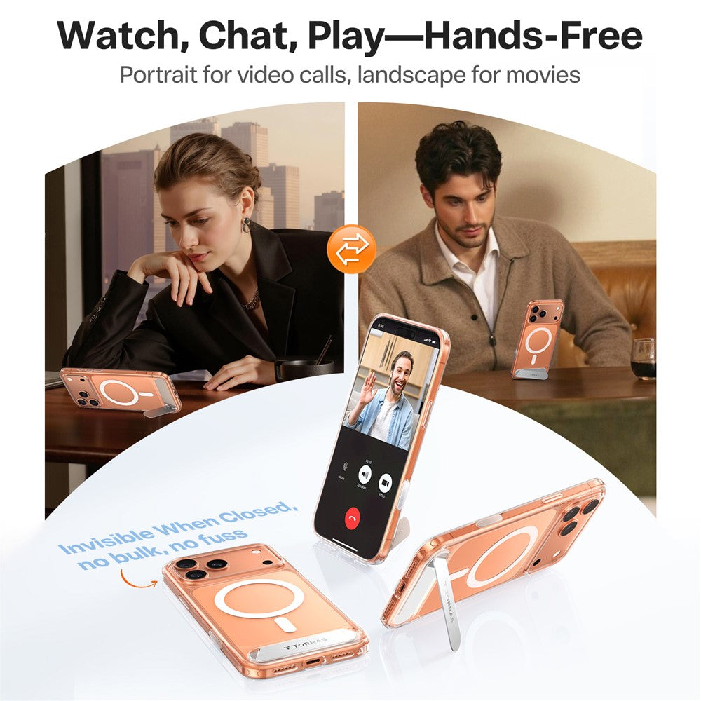 Torras Kickstand Magnetic Clear Case for iPhone 17 Pro Max