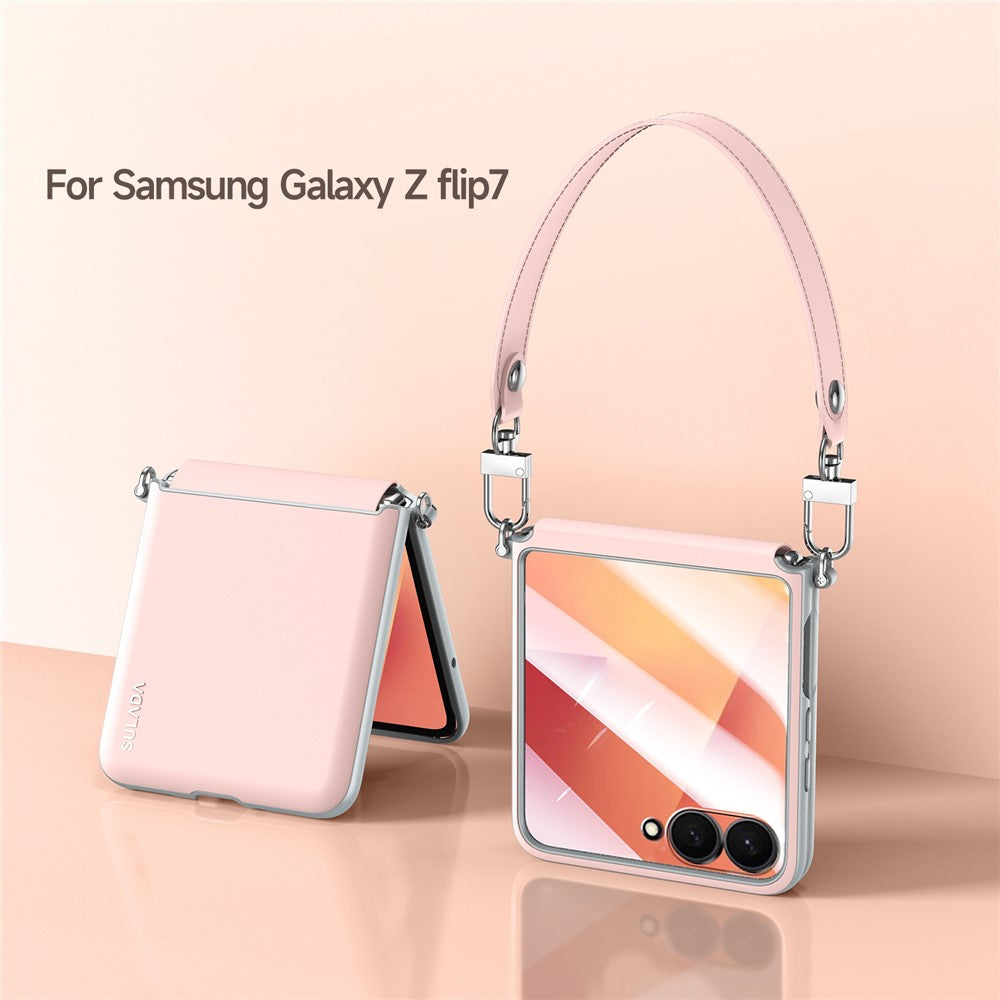 capa em pele pu com alça samsung z flip7