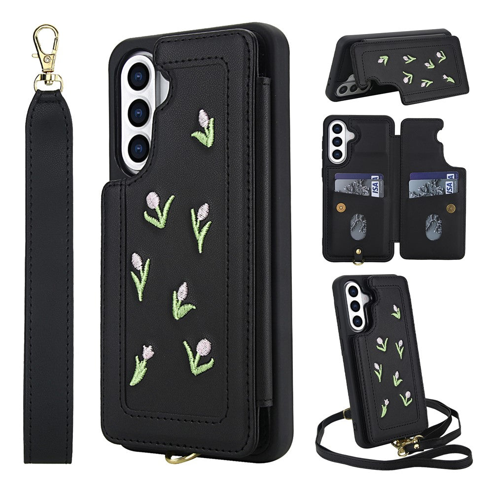 capa bordada com tulipas para samsung a36 a56