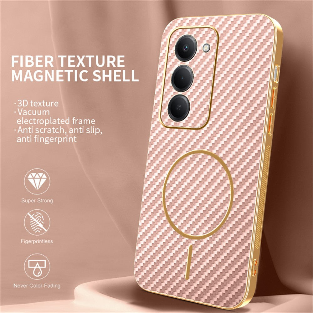 capa xiaomi redmi 15 5g elegante fibra de carbono rosa