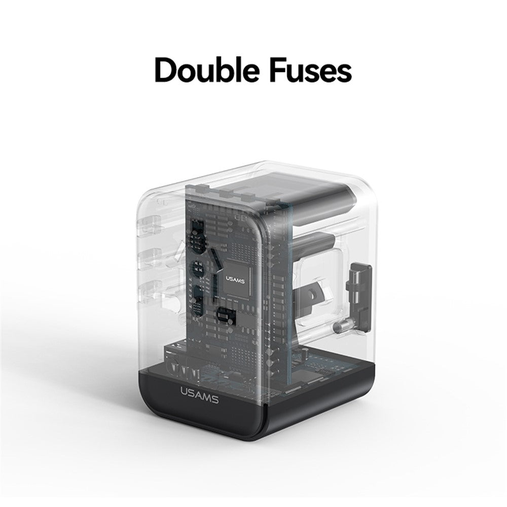 Adaptador Universal USAMS CC309 – Carregador de Viagem 25W com 3 Portas
