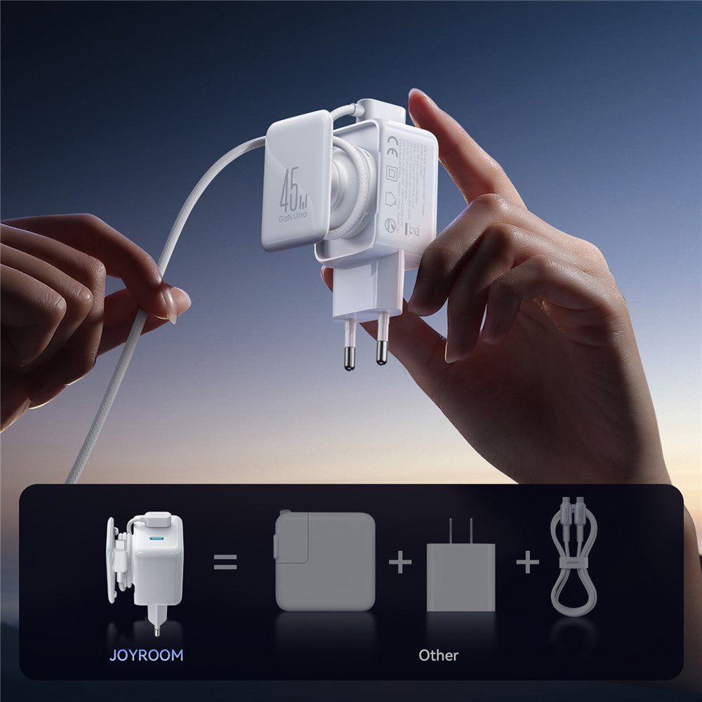 carregador portátil joyroom com tecnologia gan e ficha eu