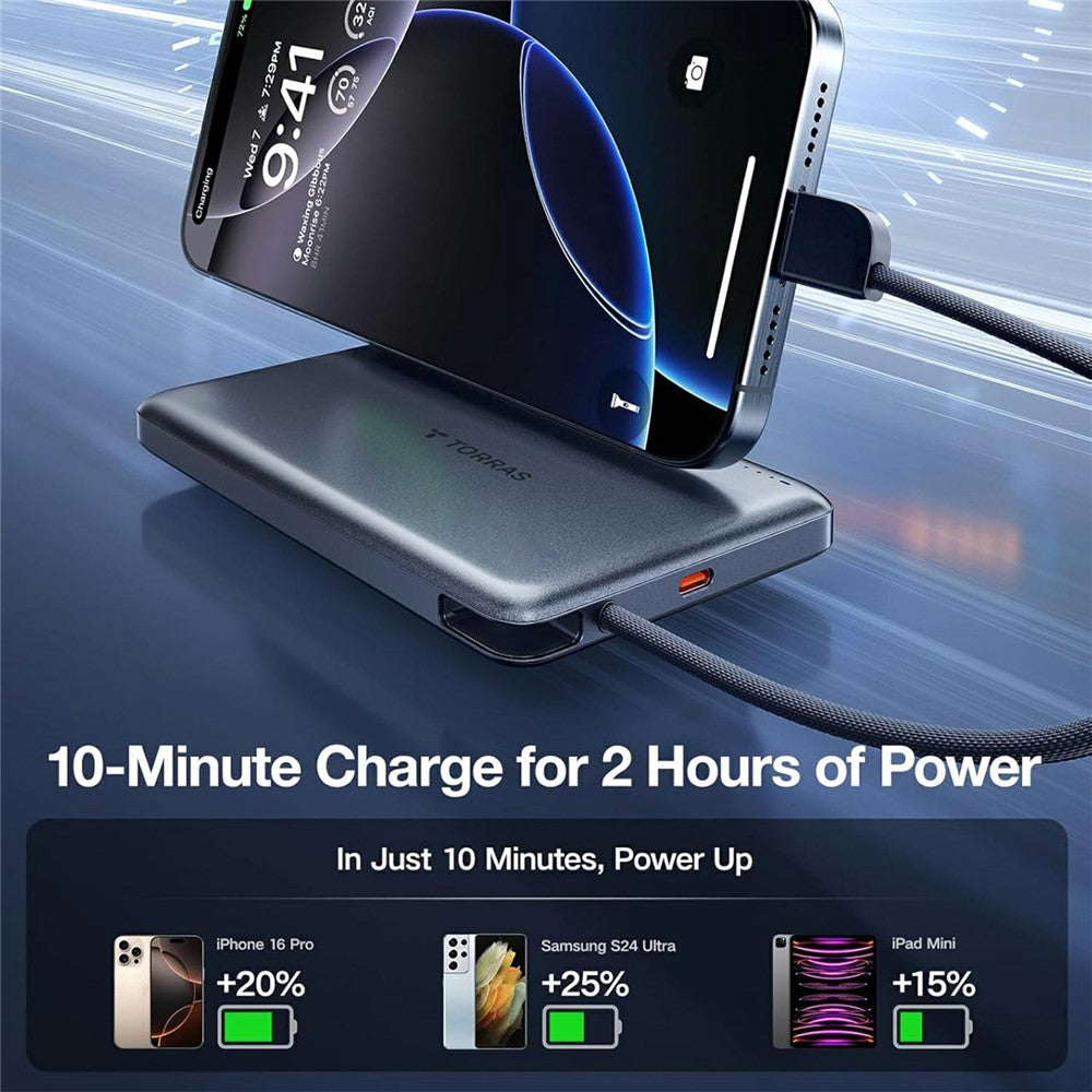 carregador portátil torras mini 10000mah com pd 22.5w