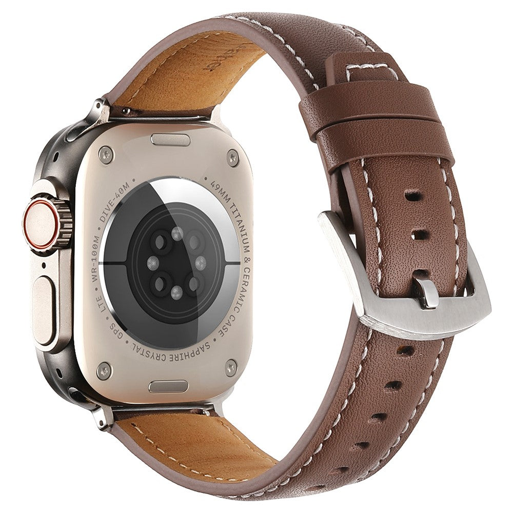 bracelete em pele genuína castanha para apple watch