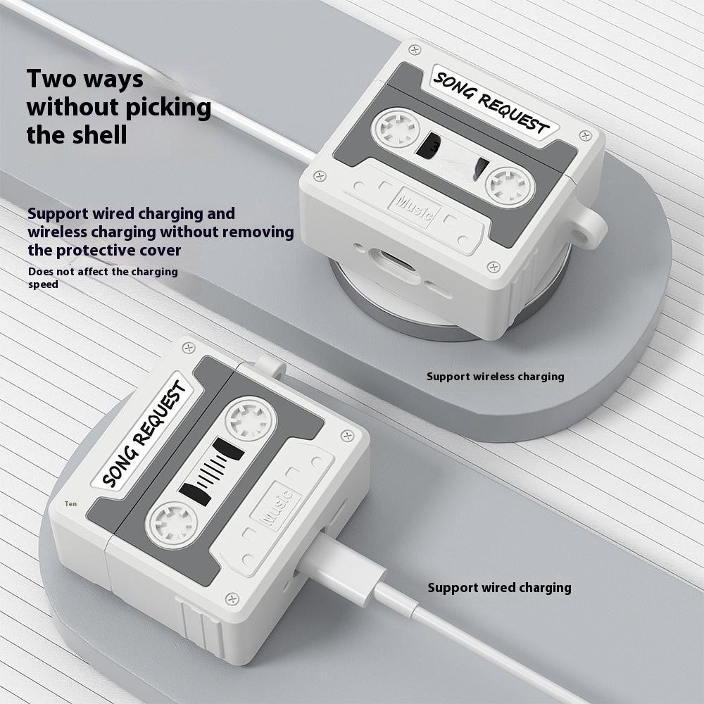 capa divertida em formato cassete airpods 4