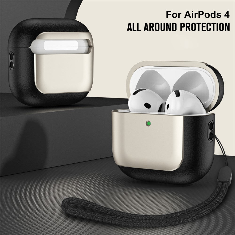 capa protetora elegante airpods 4 com lanyard