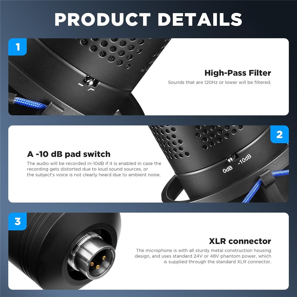 Microfone Condensador Profissional Boya BY-M1000 Pro