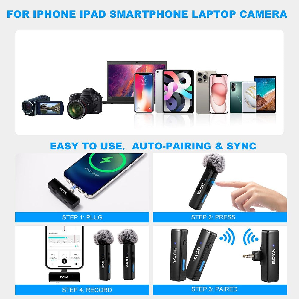 conjunto boya boyalink a2 wireless 2.4ghz gravação profissional