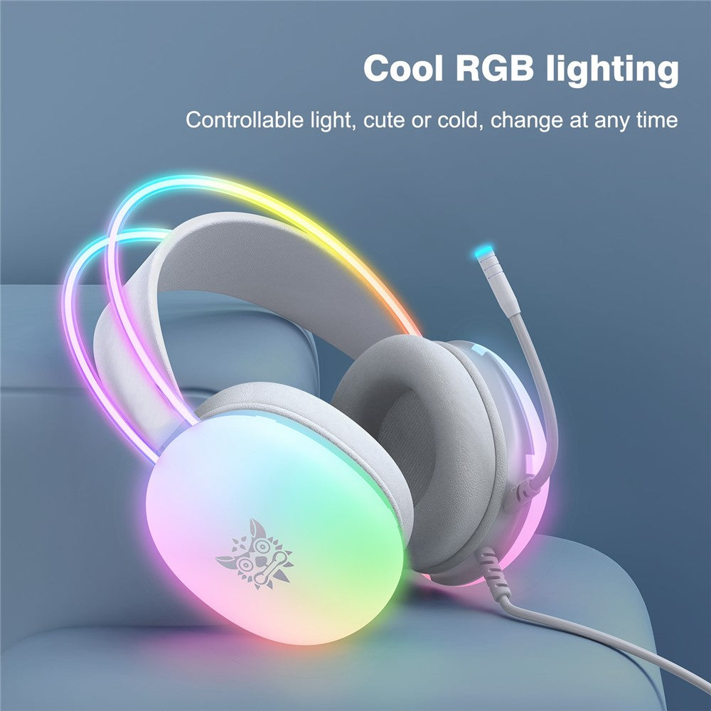 headset onikuma x25 branco com graves potentes e iluminação led