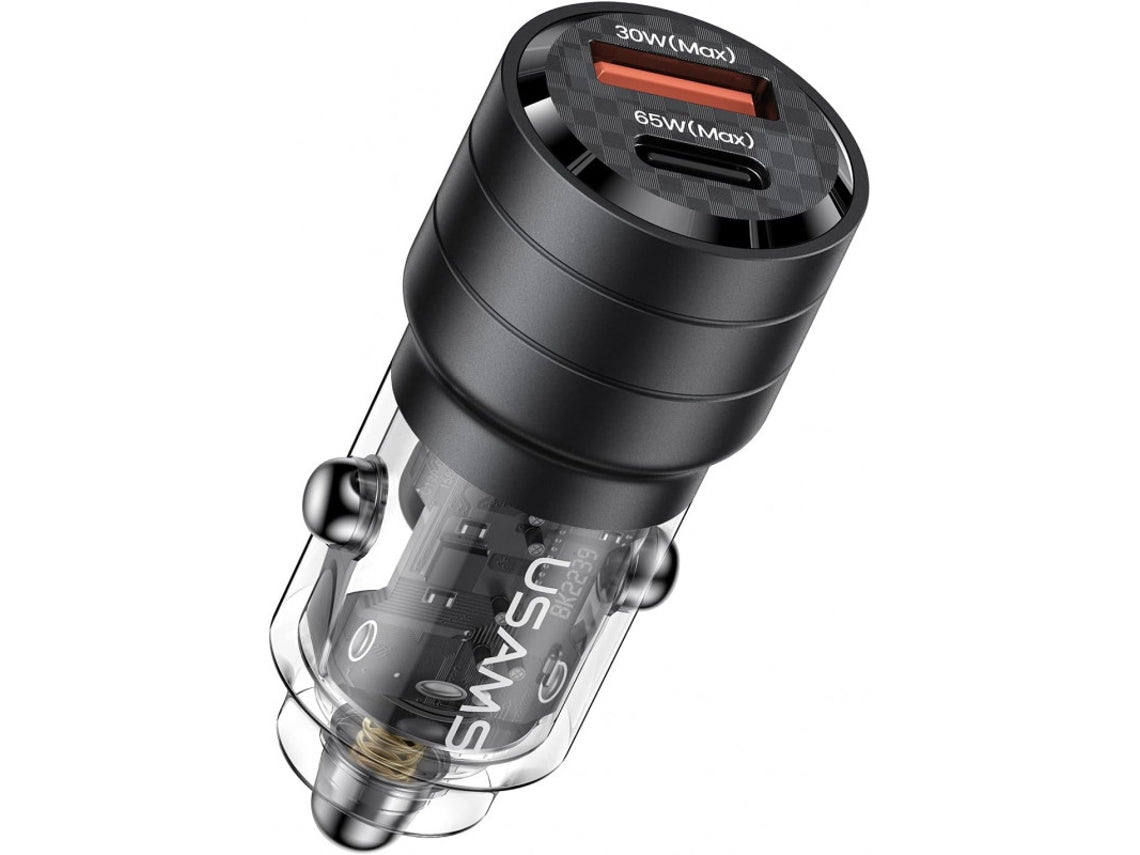 Carregador de Carro USAMS 95W USB-A + USB-C - Preto