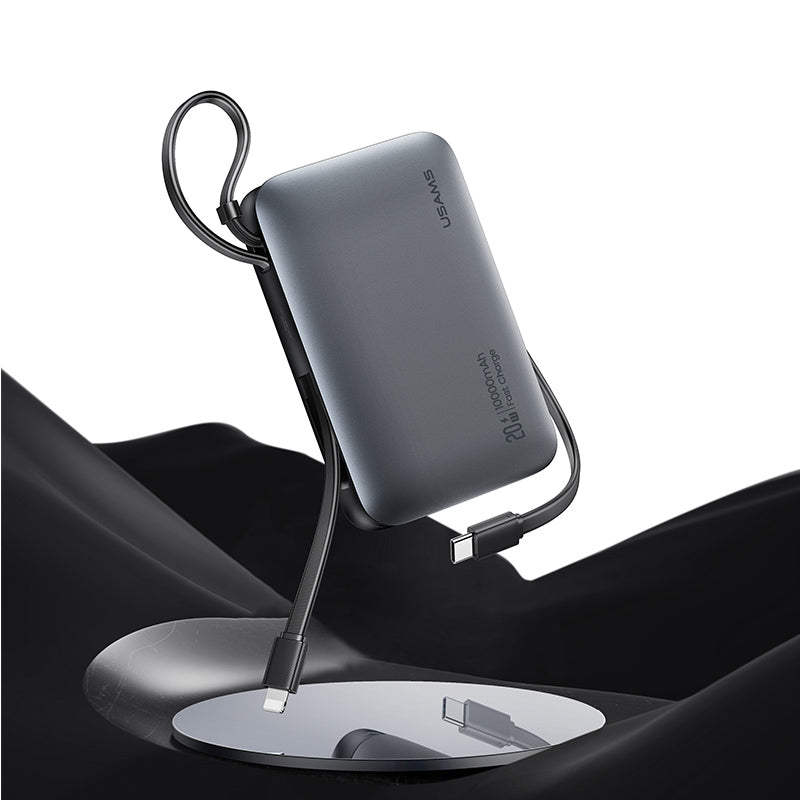 Power Bank USAMS 10000mAh com Carga Rápida Dual Type-C + Lightning