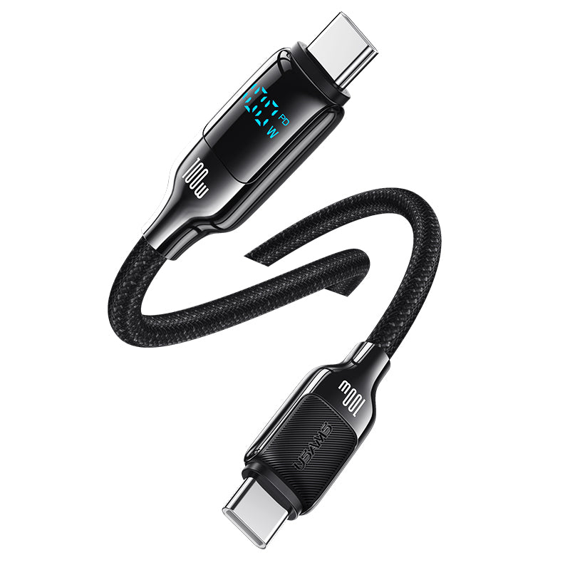 Cabo USAMS Tipo-C para Tipo-C 100W com Display LED