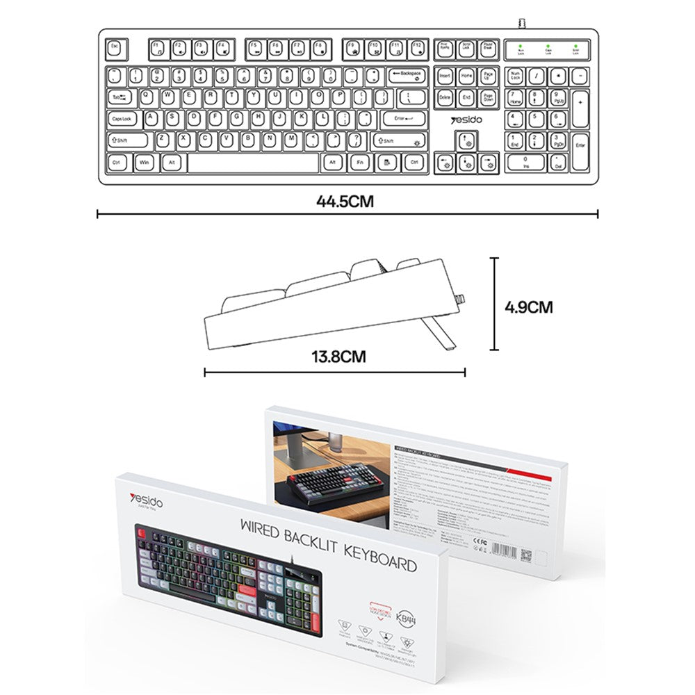 Teclado Gaming YESIDO KB44 com RGB 104 Teclas