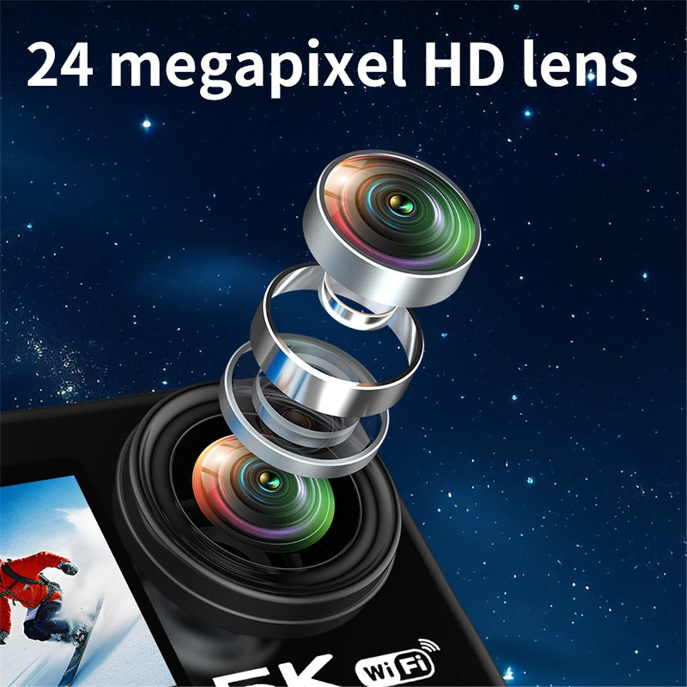 Câmara de Ação V5 5K WiFi EIS Dual Screen 30m