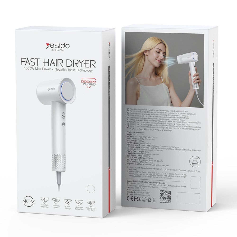 Secador de Cabelo Iónico YESIDO MG22