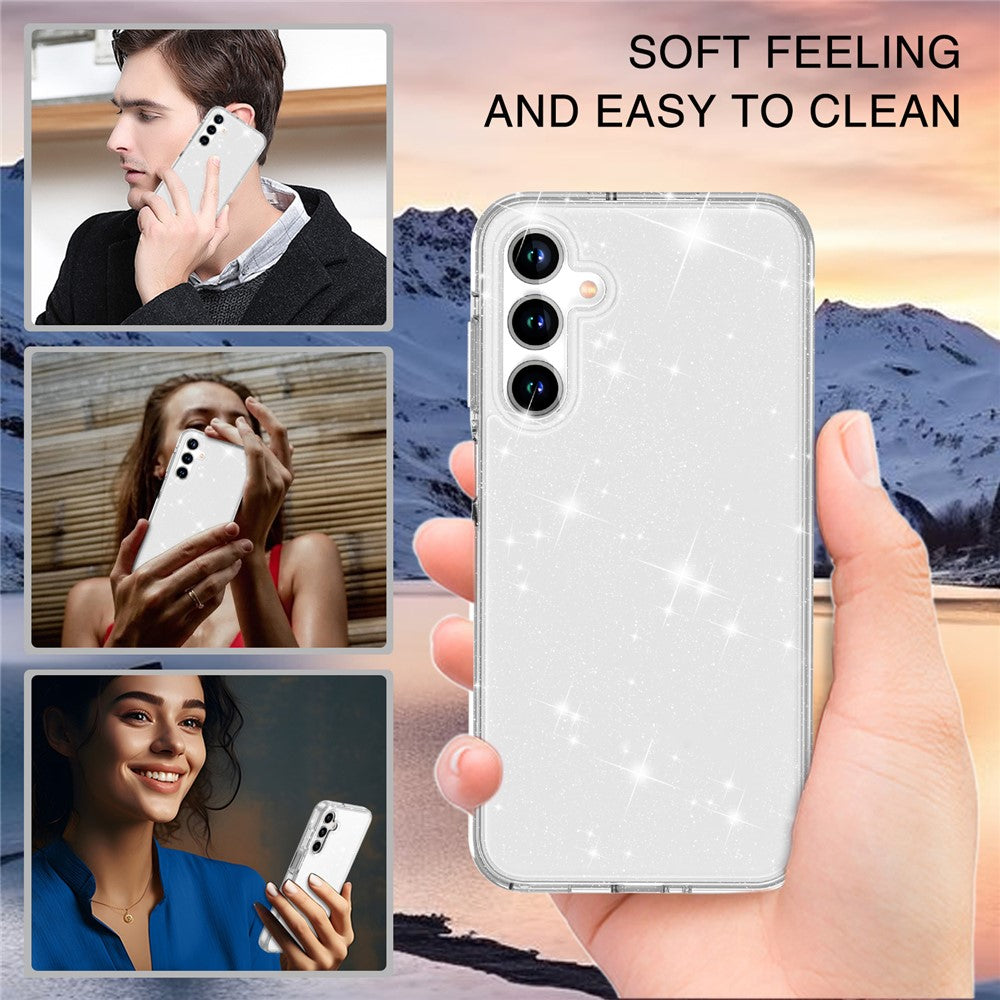 For Samsung Galaxy A16 5G / A16 4G Case TPU+PC Glitter Transparent Phone Cover -  .