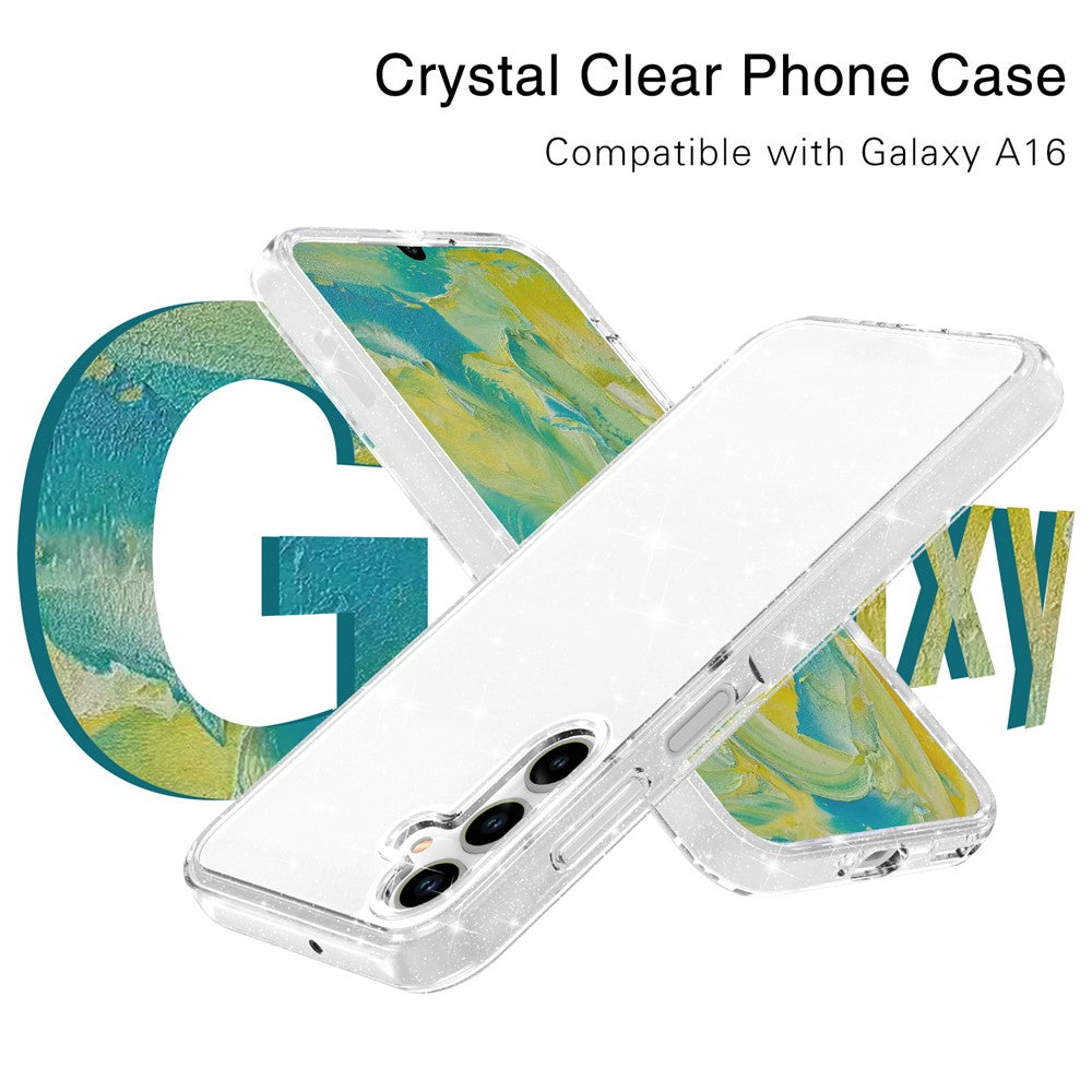 For Samsung Galaxy A16 5G / A16 4G Case TPU+PC Glitter Transparent Phone Cover -  .