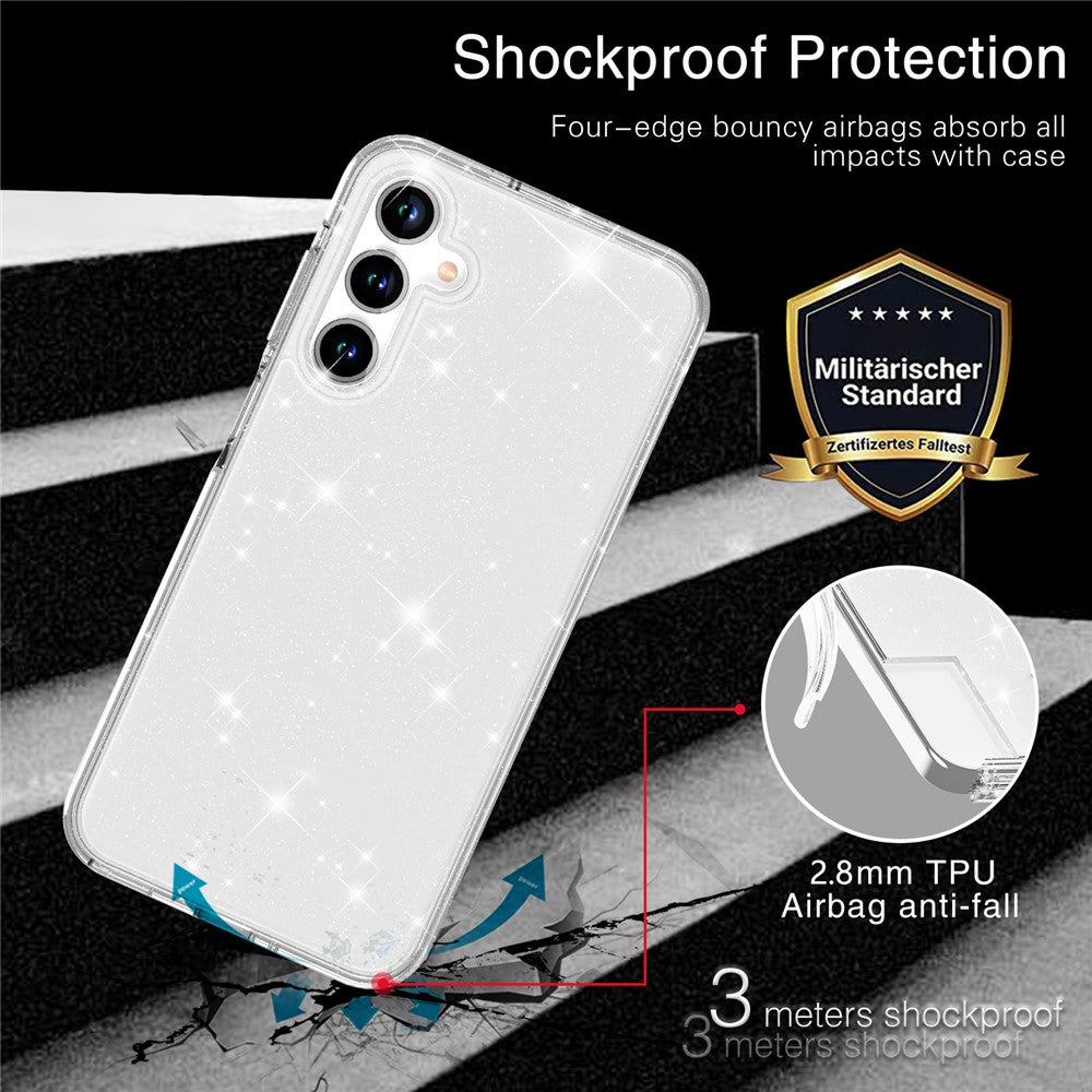 For Samsung Galaxy A16 5G / A16 4G Case TPU+PC Glitter Transparent Phone Cover -  .