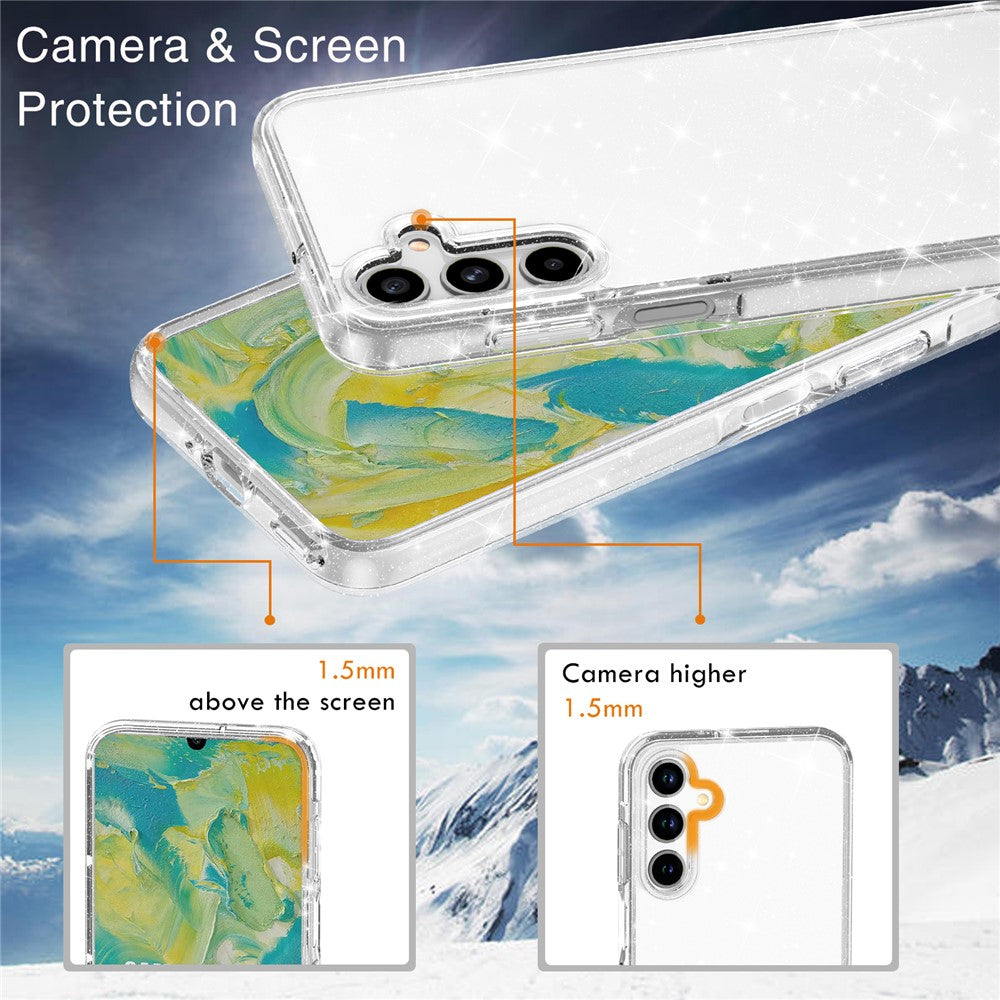 For Samsung Galaxy A16 5G / A16 4G Case TPU+PC Glitter Transparent Phone Cover -  .