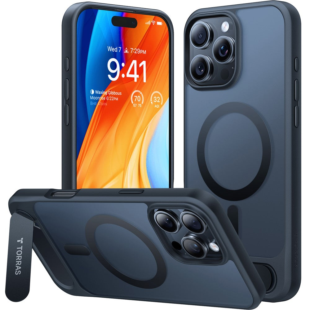 Torras Kickstand Magnetic Clear Case for iPhone 16 Pro Max
