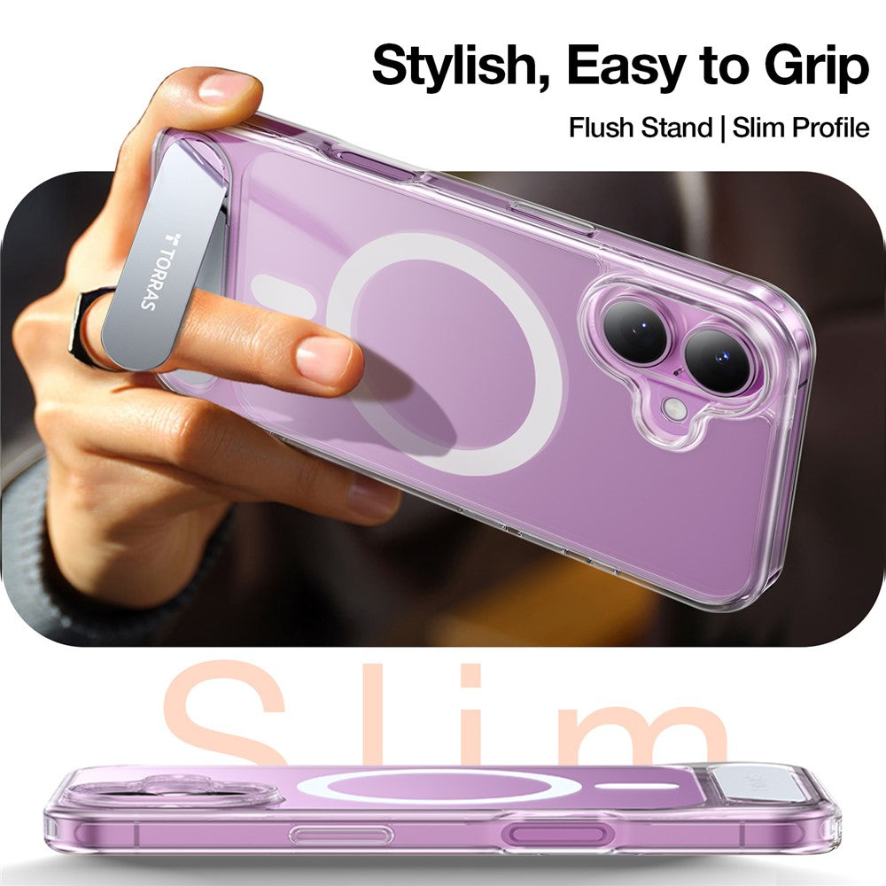 capa protetora torras transparente com suporte integrado iphone 16