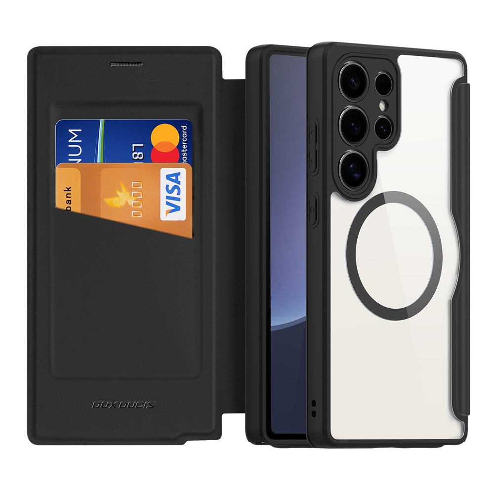 capa flip em pele samsung s25 ultra com slot para cartões