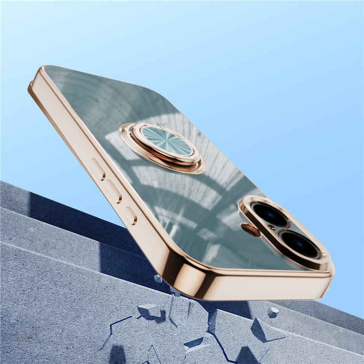 Capa TPU Electroplating com Anel 360° para iPhone 16 Plus