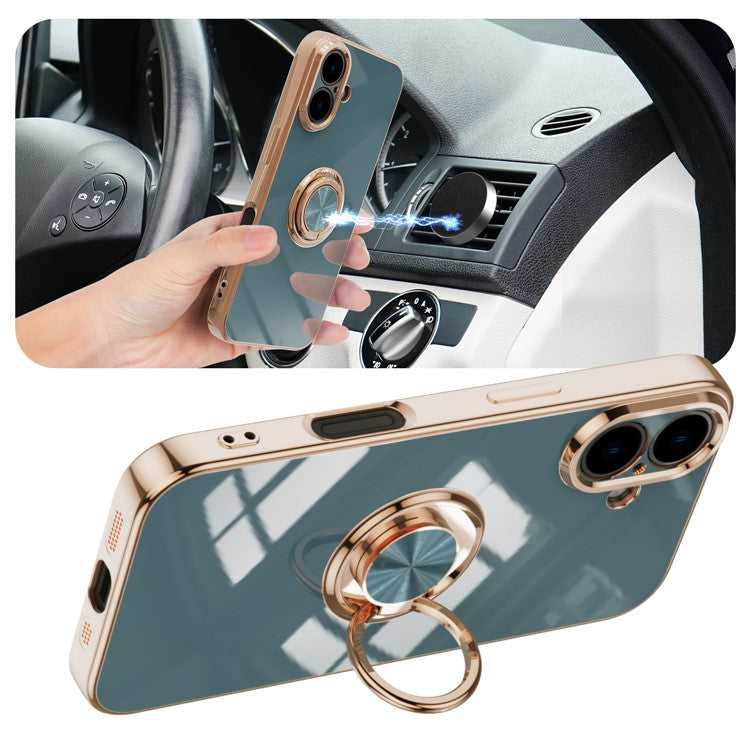 Capa TPU Electroplating com Anel 360° para iPhone 16 Plus