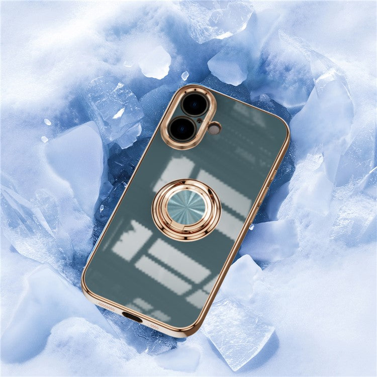 Capa TPU Electroplating com Anel 360° para iPhone 16 Plus