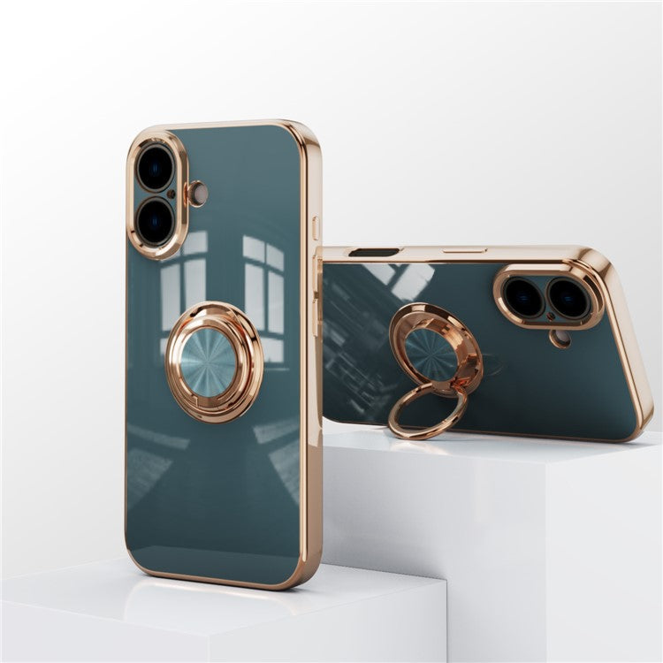 Capa TPU Electroplating com Anel 360° para iPhone 16 Plus