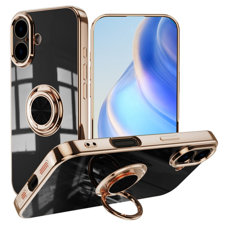 Capa TPU Electroplating com Anel 360° para iPhone 16 Plus